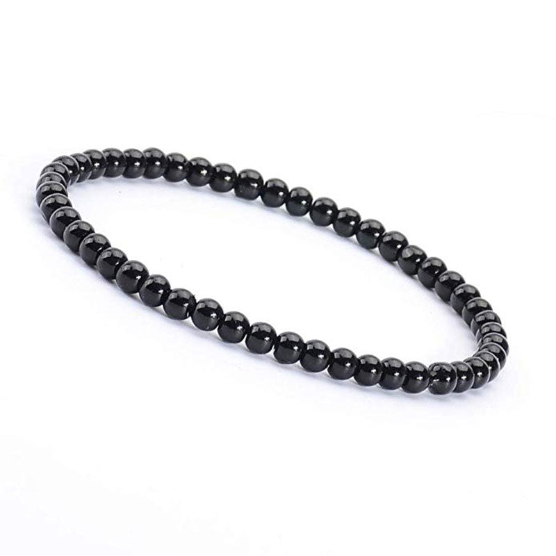 Black Agate Gemstone 4mm Bracelet