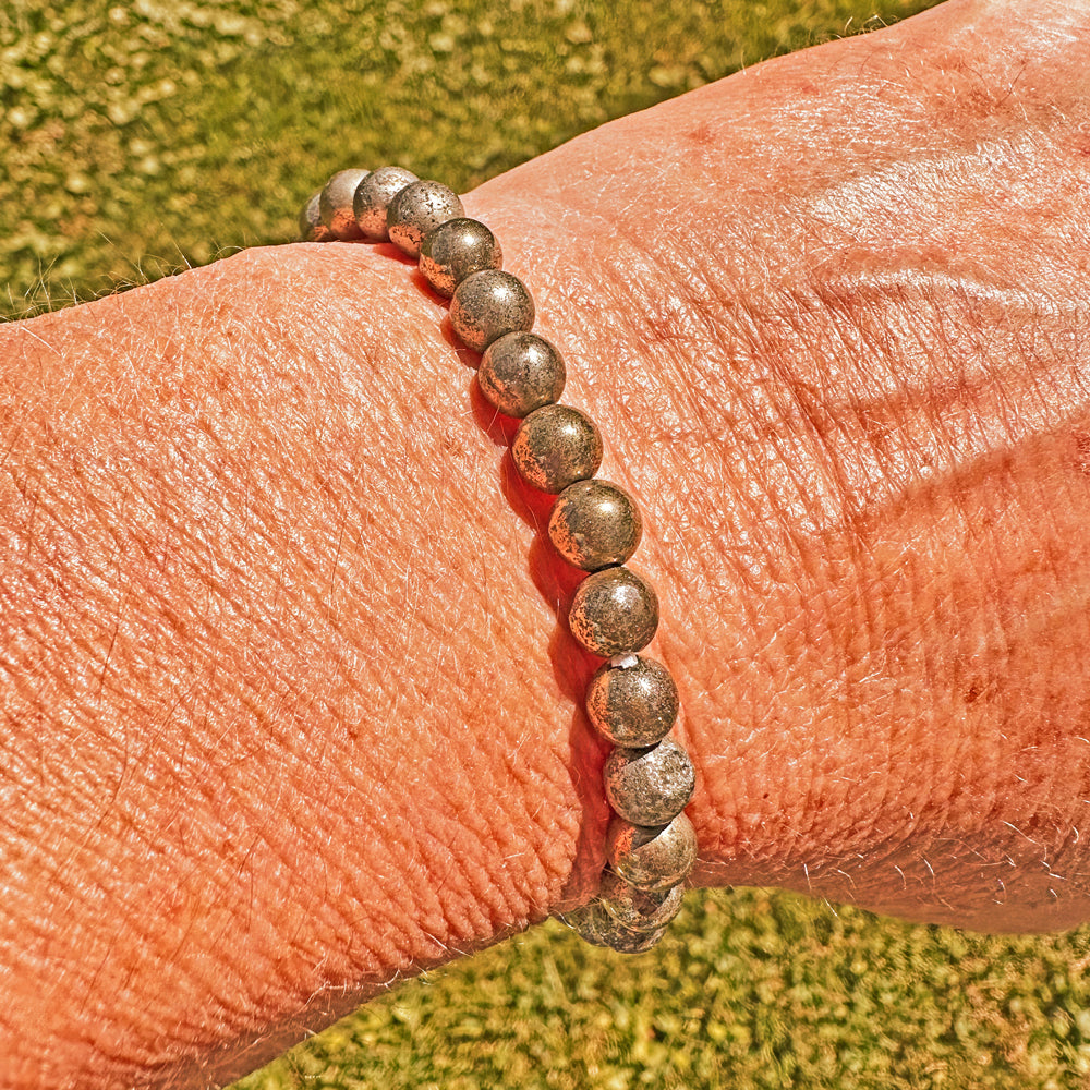 Golden Pyrite Gemstone 6mm Bracelet