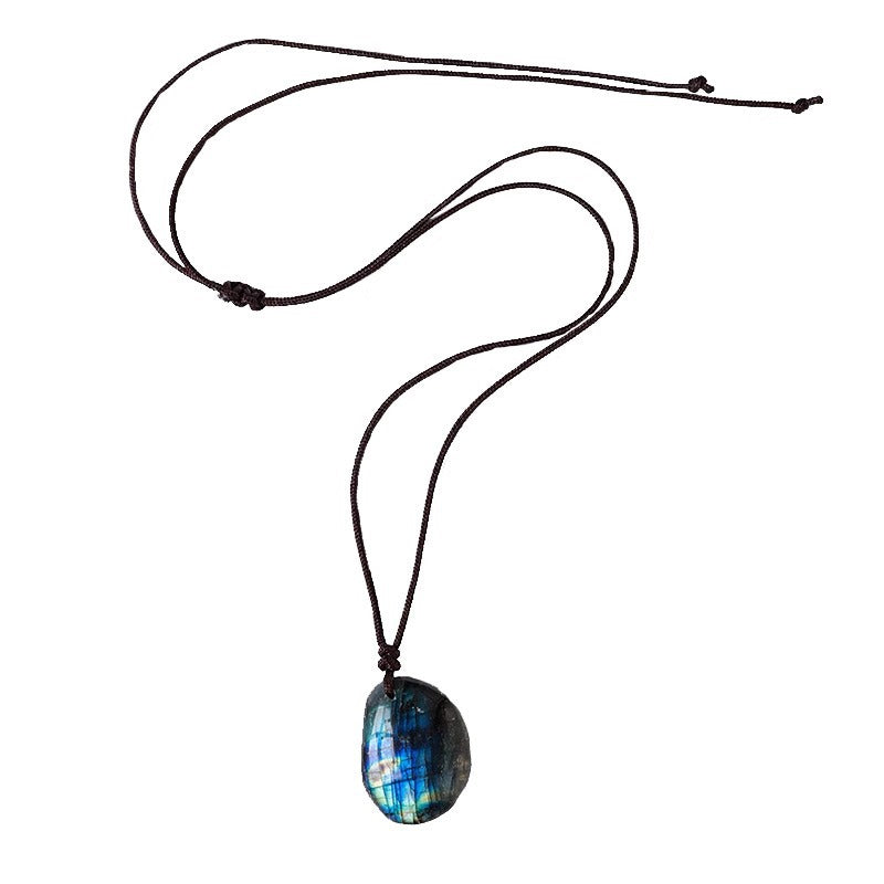 Labradorite Necklace with Adjustable Nylon Cord