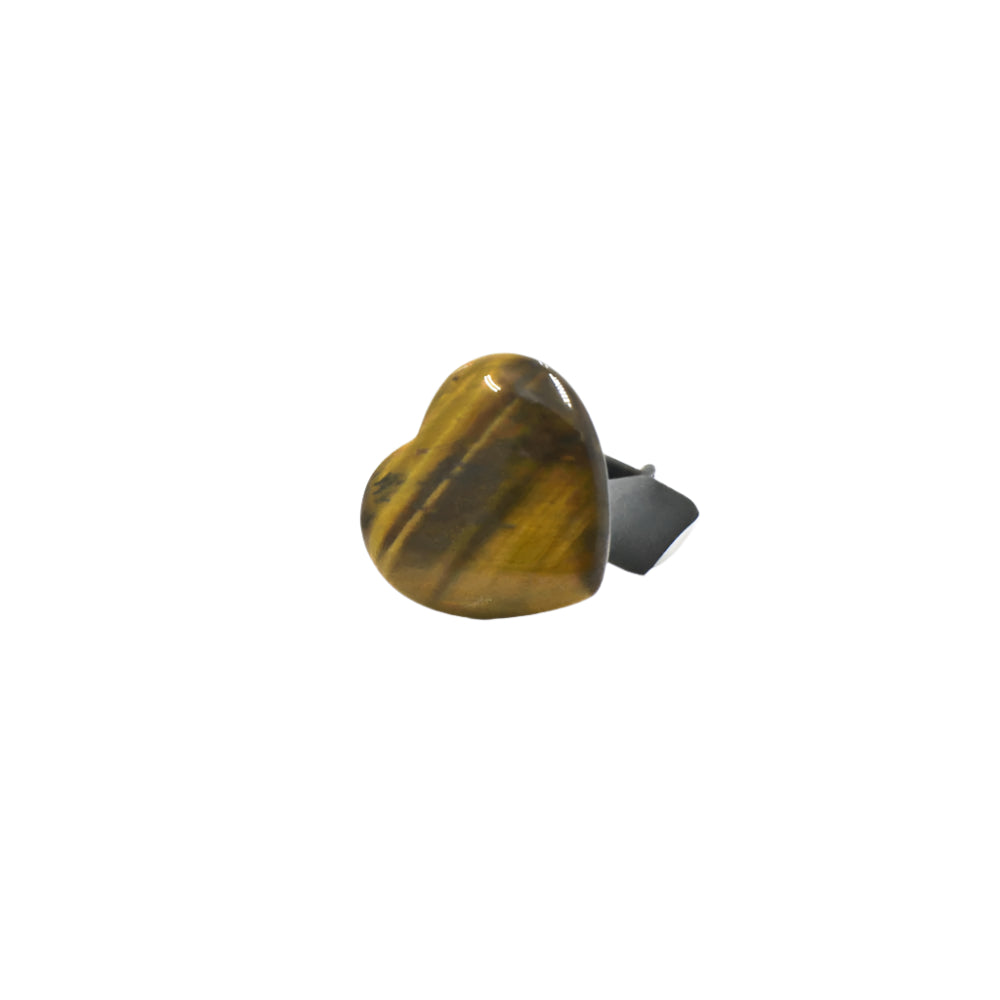 Gold Tiger Eye Heart Gemstone Car Vent Clip 3/4"