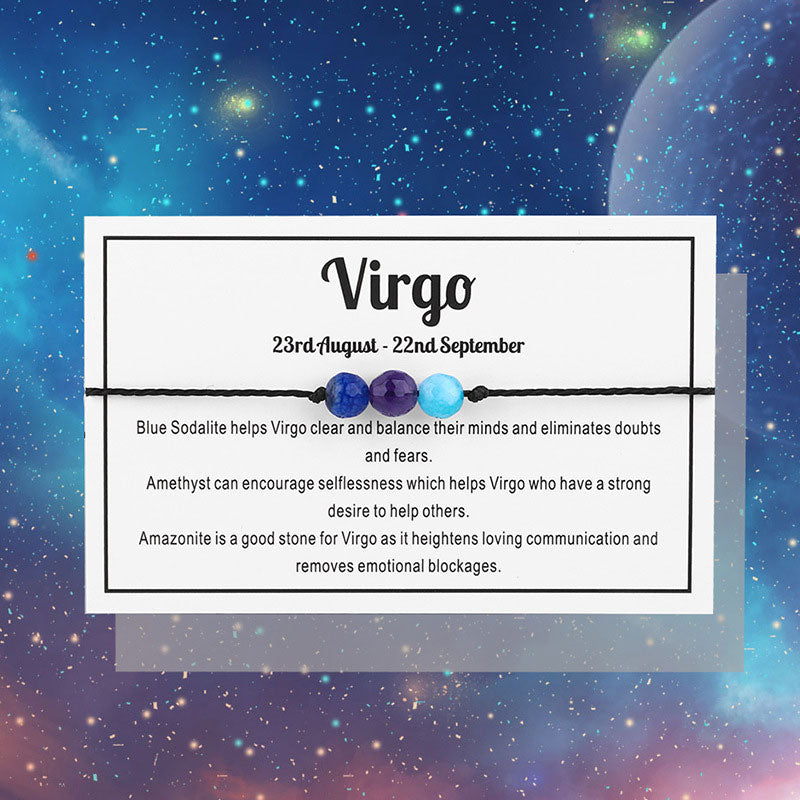 Virgo Gemstone Bracelet Nylon with Gemstone Zodiac symbols