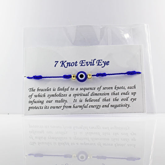7 Knot Evil Eye Blue Adjustable Bracelet