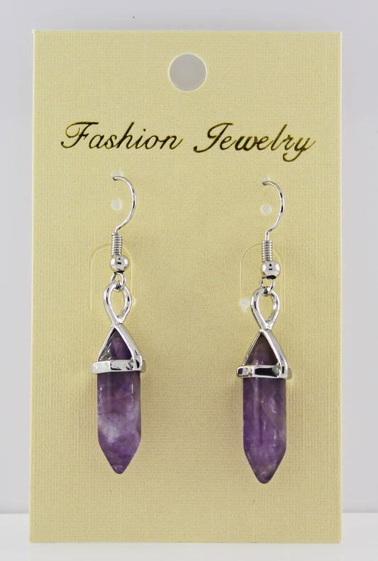 Amethyst Gemstone Bi-point Earrings