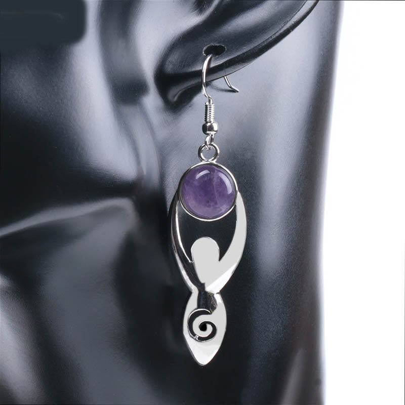 Amethyst Gemstone Goddess Earrings