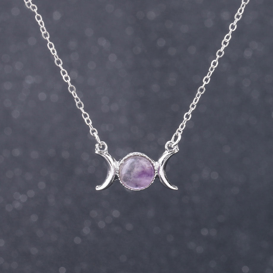 Amethyst Triple Moon Necklace