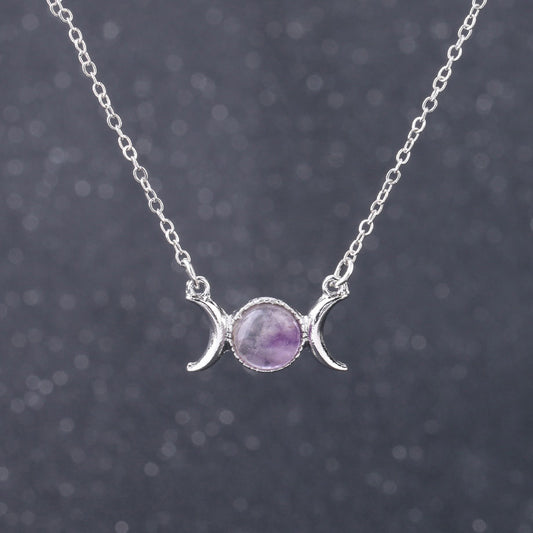 Amethyst Triple Moon Necklace