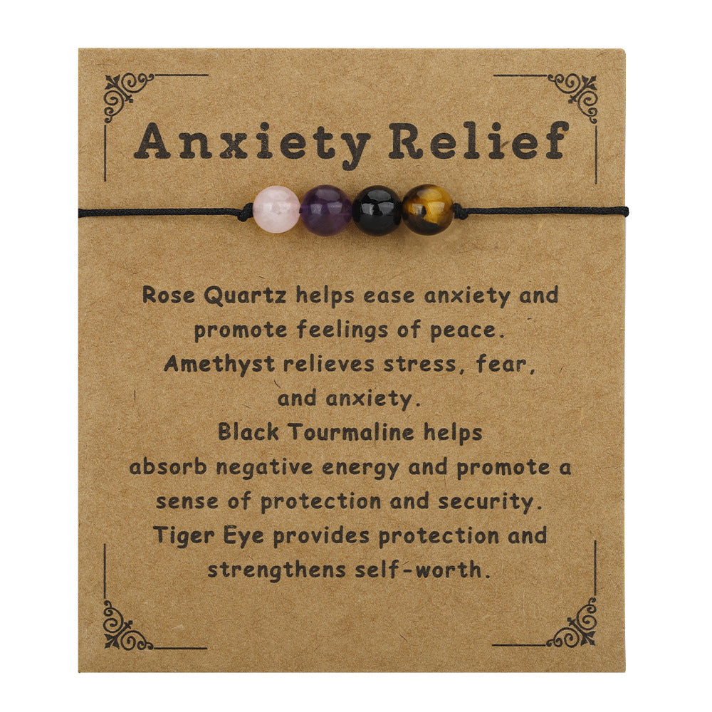 Anxiety Relief Natural Gemstone Bracelet, Adjustable