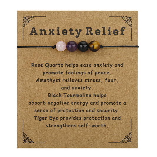 Anxiety Relief Natural Gemstone Bracelet, Adjustable