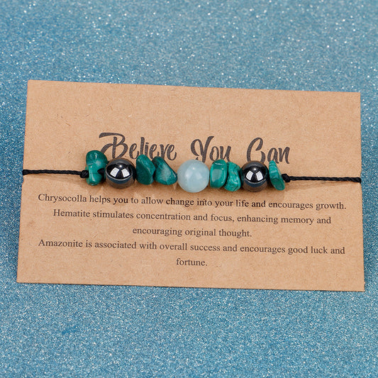 Believe You Can Intention Gemstone Bracelet with Adjustable Wax Cord
