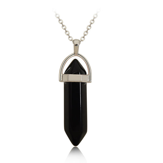 Black Agate Bi-Point Pendant