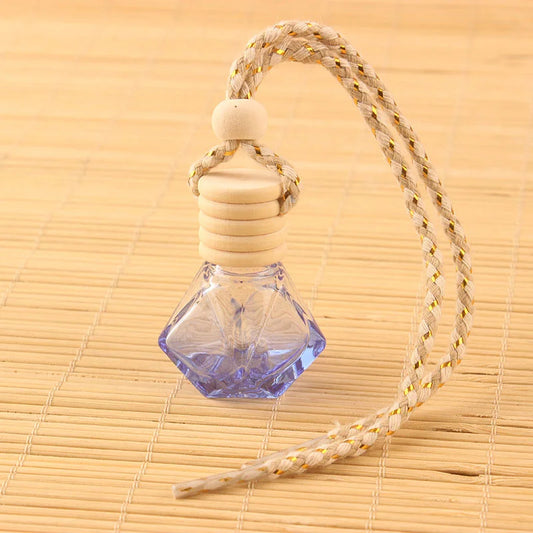 Glass Wish Bottle With Wood Cap 1 1/2" Wide x 2" Tall (Blue)