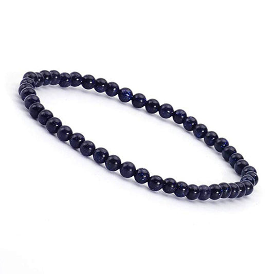 Blue Goldstone Gemstone 4mm Bracelet