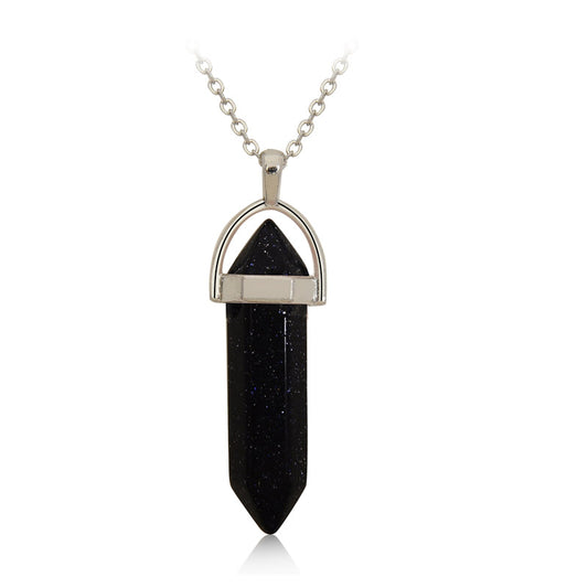 Blue Goldstone Bi-Point Pendant