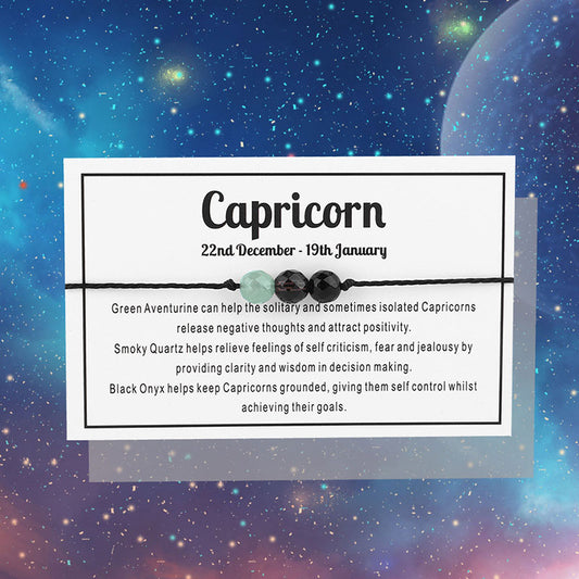 Capricorn Gemstone Bracelet Nylon with Gemstone Zodiac symbols