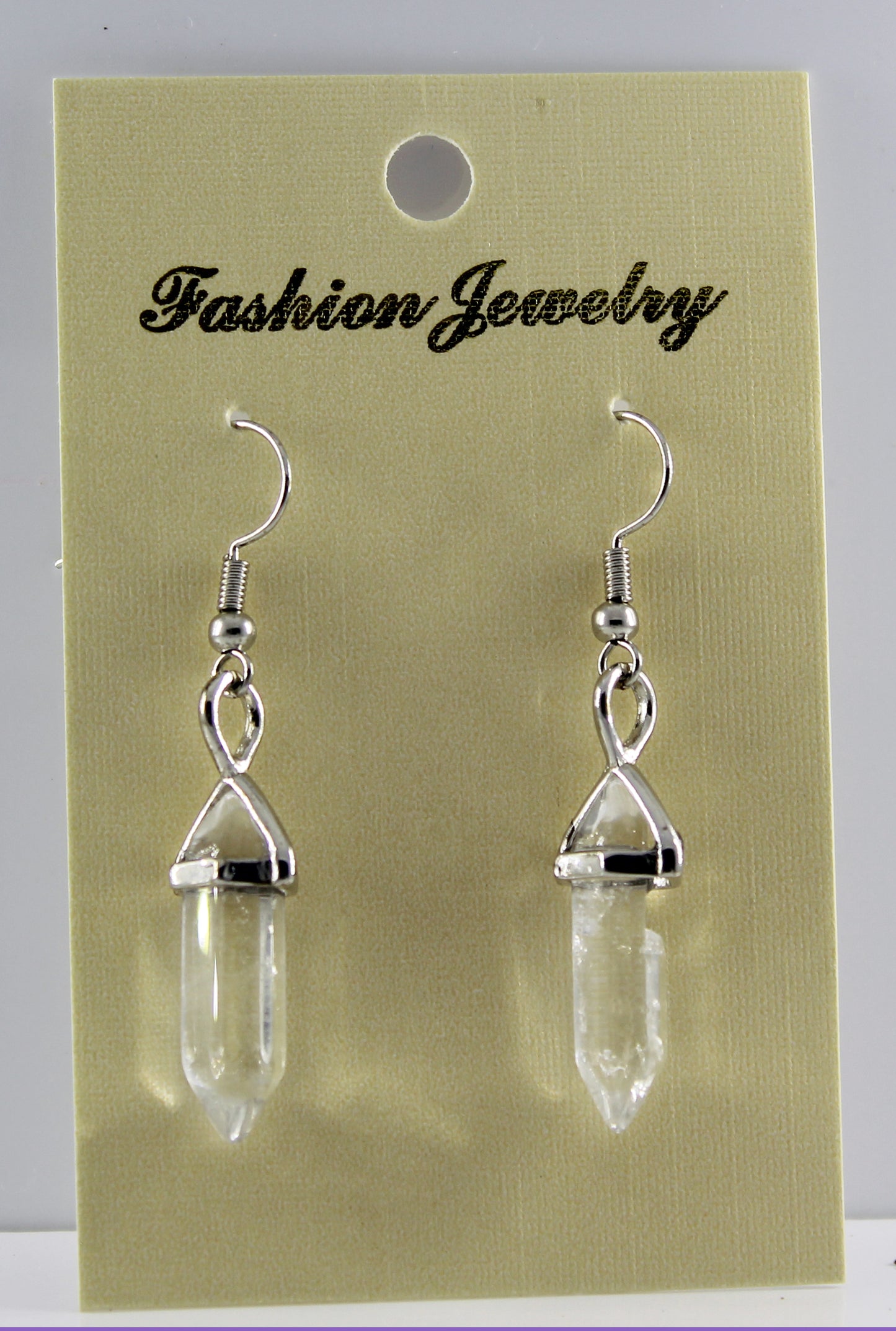 Clear Quartz Bi-Point Gemstone Earrings