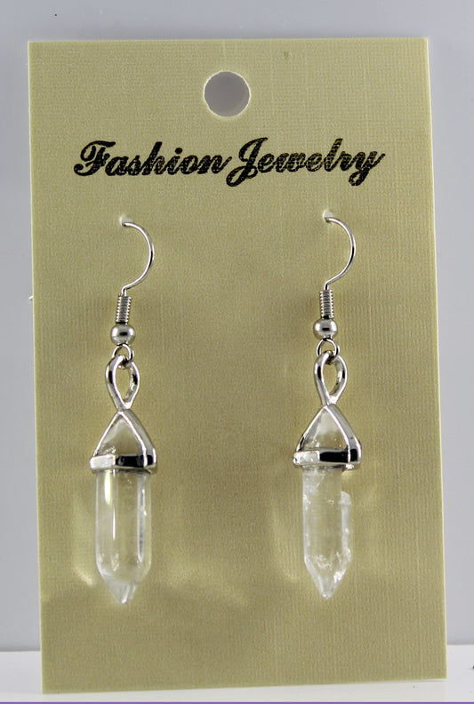 Clear Quartz Bi-Point Gemstone Earrings