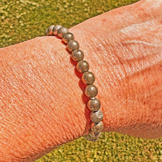 Golden Pyrite Gemstone 6mm Bracelet