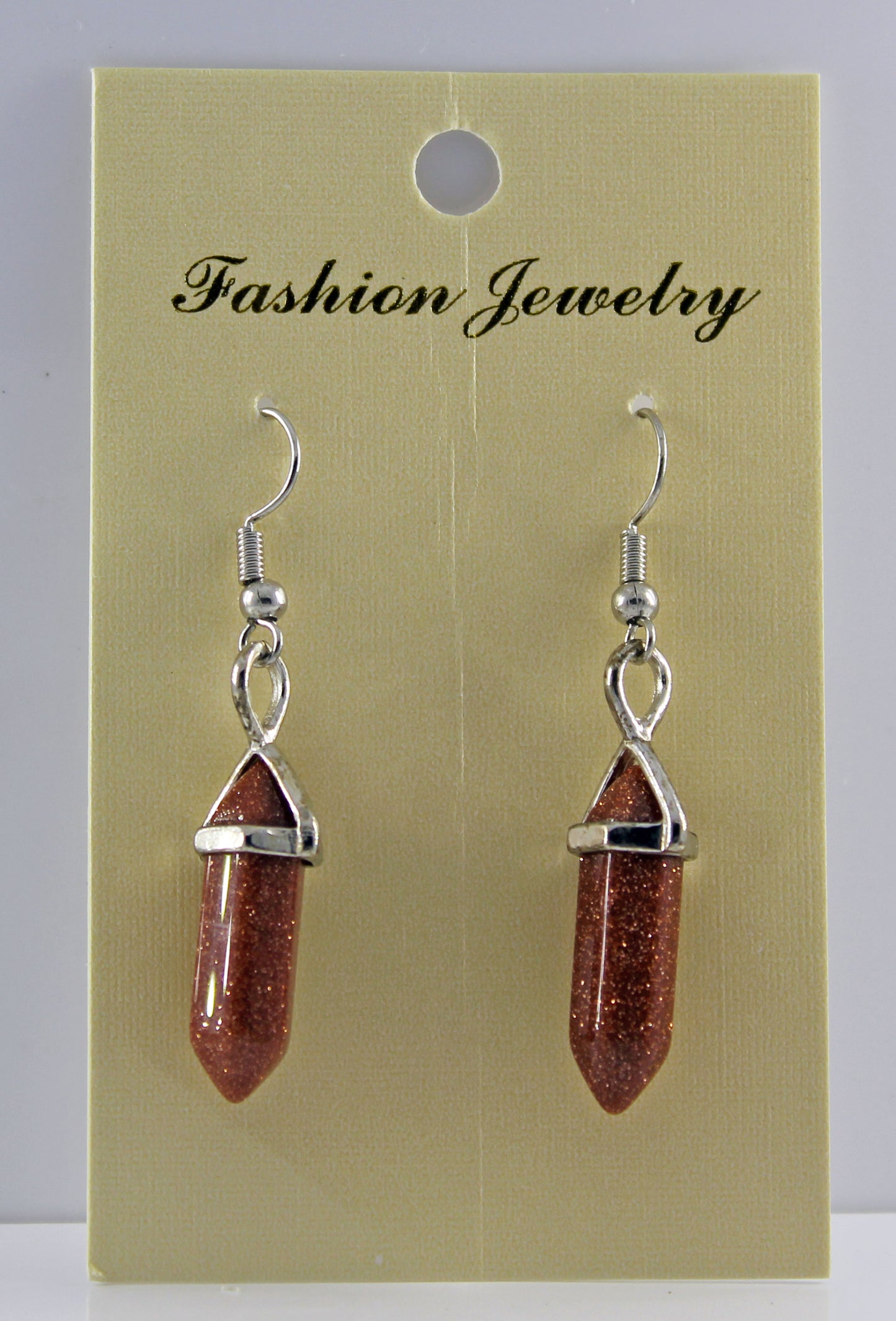 Goldstone Gemstone Bi-point Earrings