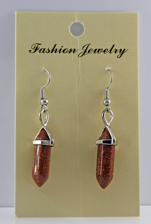 Goldstone Gemstone Bi-point Earrings