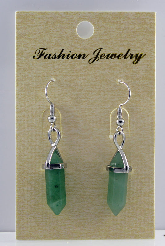Green Aventurine Gemstone Bi-point Earrings