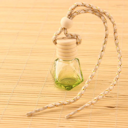 Glass Wish Bottle With Wood Cap 1 1/2" Wide x 2" Tall (Green)