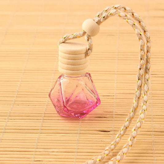 Glass Wish Bottle With Wood Cap 1 1/2" Wide x 2" Tall (Pink)