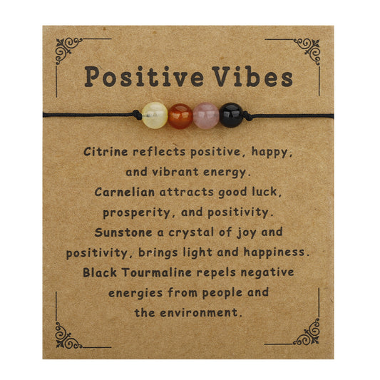 Positive Vibes Natural Gemstone Bracelet, Adjustable