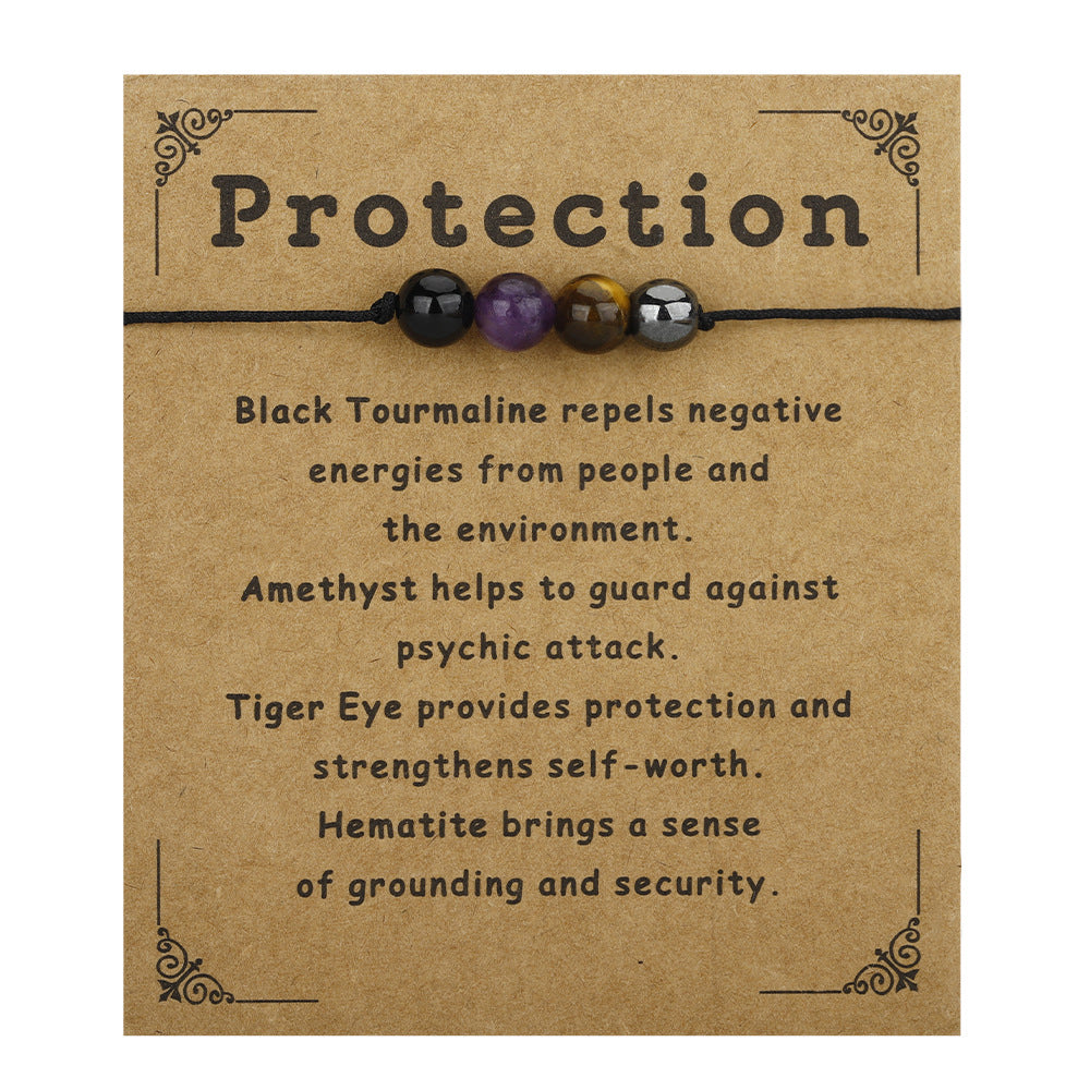 Protection Natural Gemstone Bracelet, Adjustable