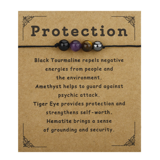 Protection Natural Gemstone Bracelet, Adjustable