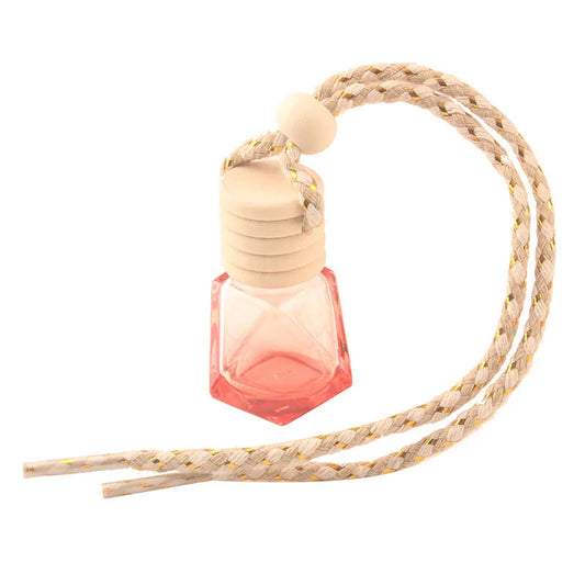Glass Wish Bottle With Wood Cap 1 1/2" Wide x 2" Tall (Red)