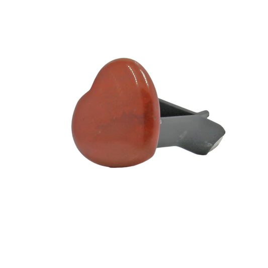 Red Jasper Heart Gemstone Car Vent Clip 3/4"