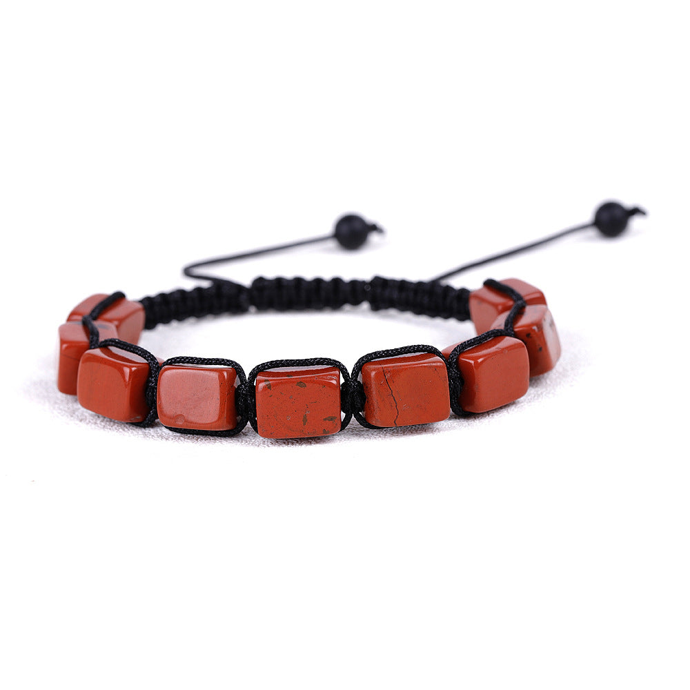 Red Jasper Cube Bead Adjustable Bracelet