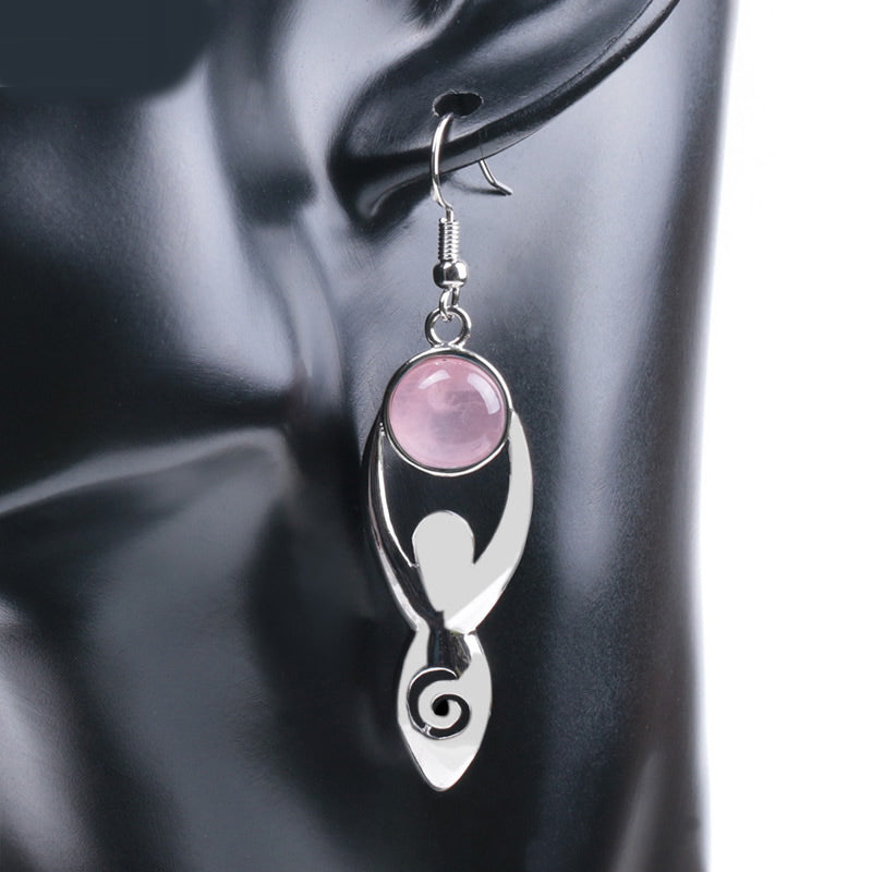 Rose Quartz Gemstone Goddess Earrings