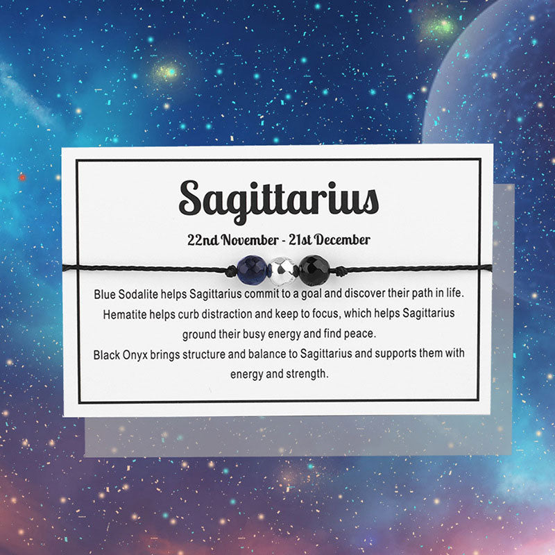 Sagittarius Gemstone Bracelet Nylon with Gemstone Zodiac symbols
