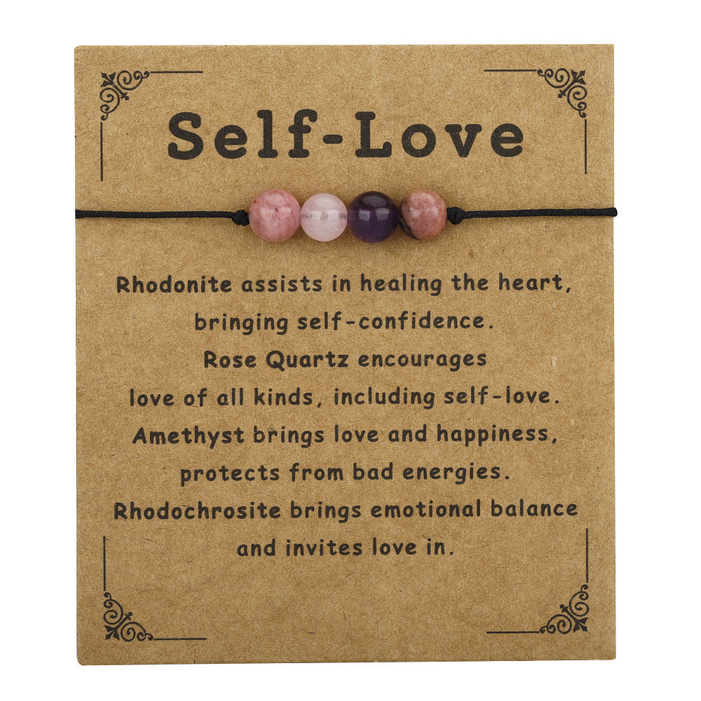 Self-Love Natural Gemstone Bracelet, Adjustable