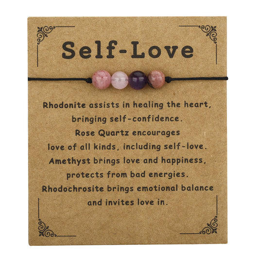 Self-Love Natural Gemstone Bracelet, Adjustable