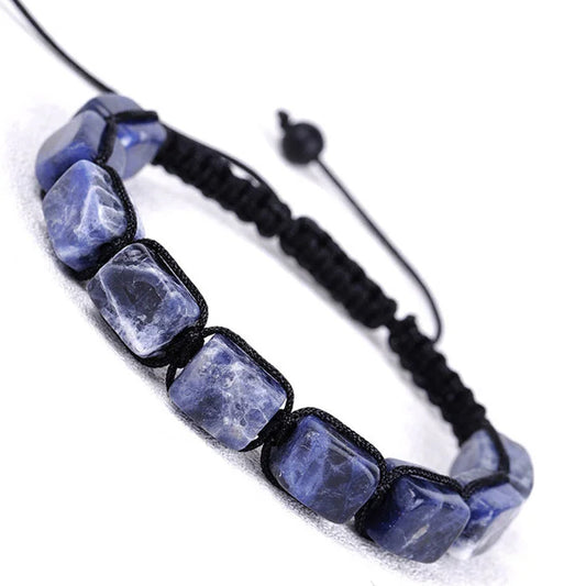 Sodalite Cube Bead Adjustable Bracelet