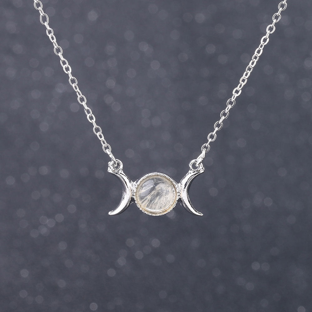 Tangerine Quartz Triple Moon Necklace