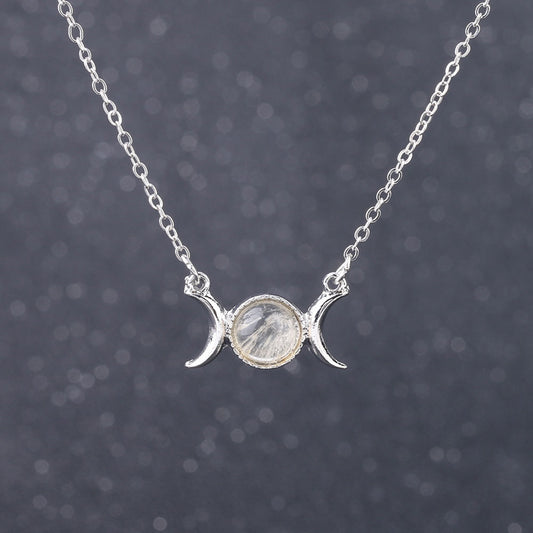 Tangerine Quartz Triple Moon Necklace