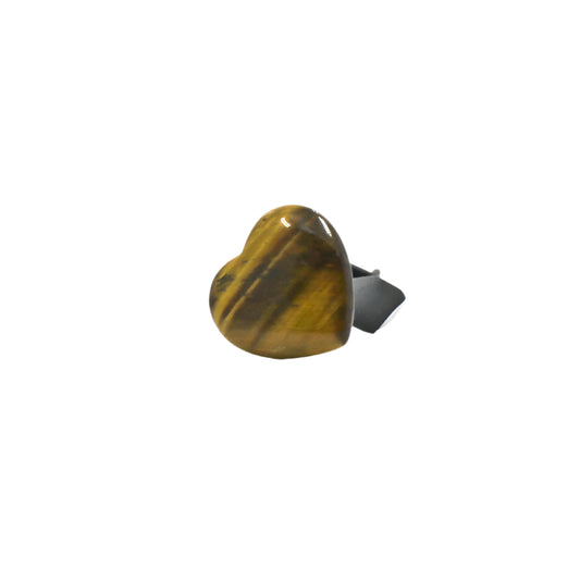 Gold Tiger Eye Heart Gemstone Car Vent Clip 3/4"