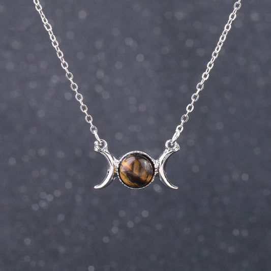 Tigers Eye Triple Moon Necklace