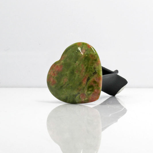 Unakite Heart Gemstone Car Vent Clip 3/4"