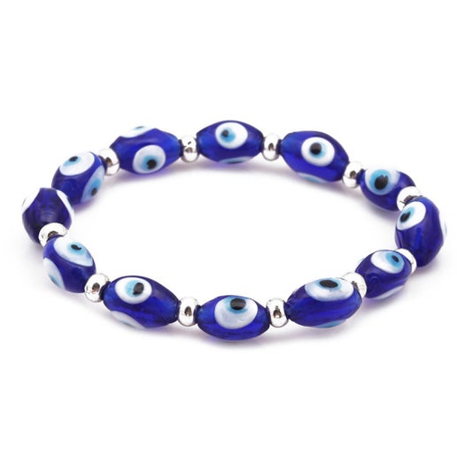 Evil Eye Bracelet Lampwork 8mm Oval Beads