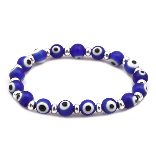 Evil Eye Lampwork Bracelet 6mm Round Beads
